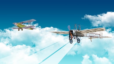 Two planes are flying in the sky
