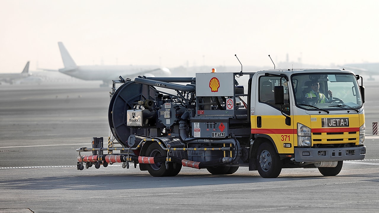 Shell fuel truck