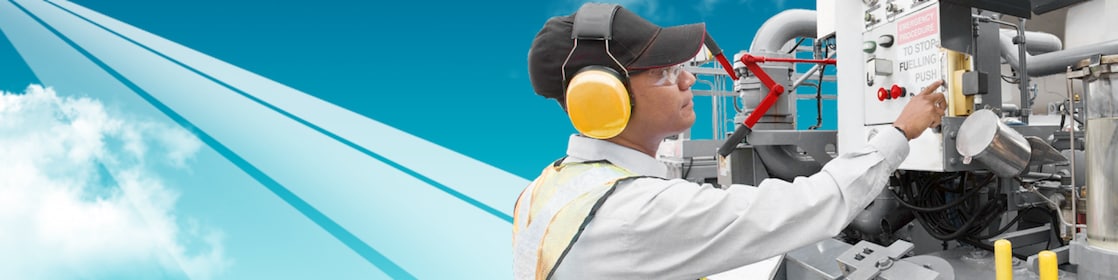 Man is working on machinary