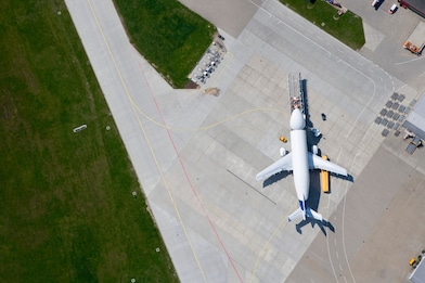 Cargo plane loading top view