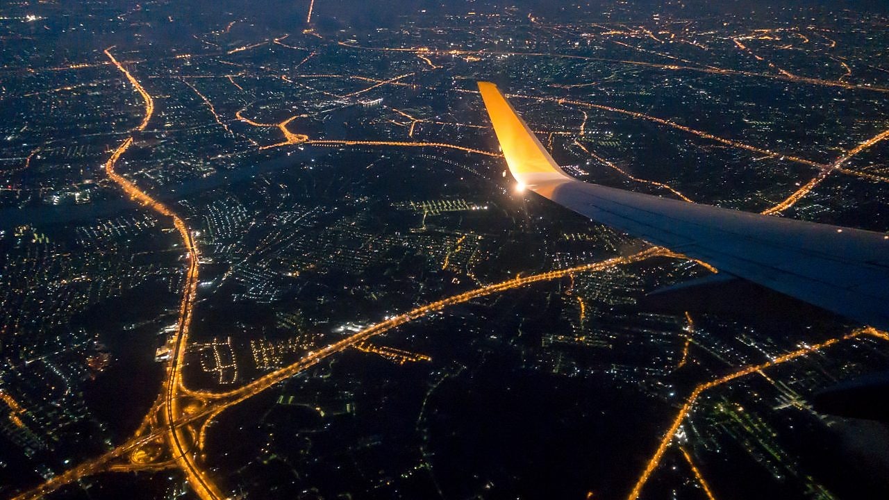 top view of city at night