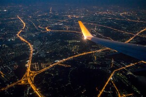 Top view of city at night