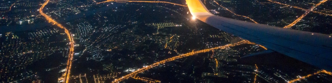Top view of city at night