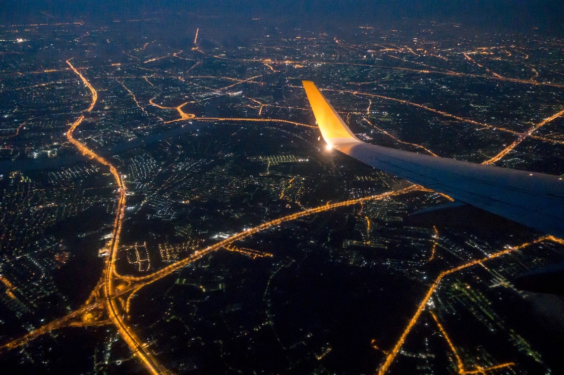 Top view of city at night