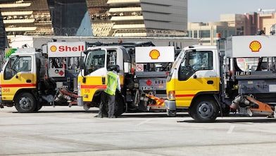 3 fueling trucks parked together