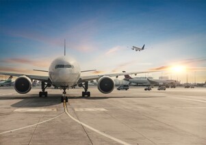 Airplaned parked in airport