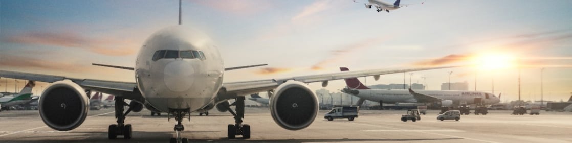 Airplaned parked in airport