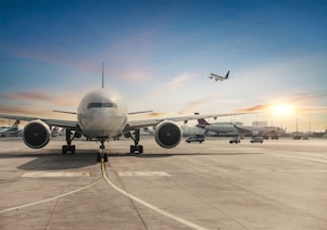 Airplaned parked in airport