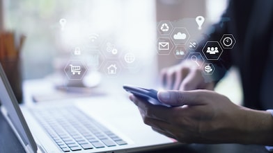 Man scrolling on phone