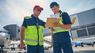 Man standing in front of helicopter