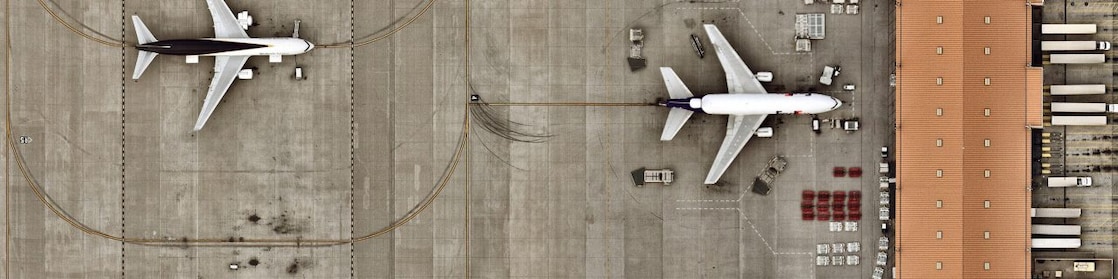 Cargo Delivery area at airport from top view