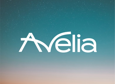 The Avelia logo on a starry sky background