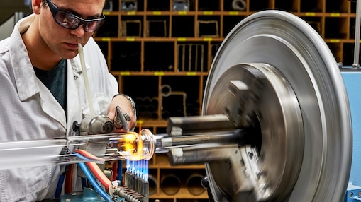 A worker at a Shell plant overseeing custom catalyst development