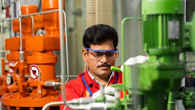 Laboratory worker in Shell laboratory at Shell Technology Centre Bangalore