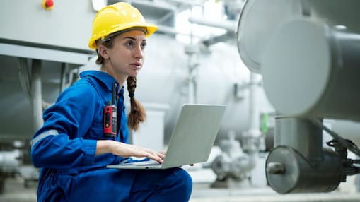 Engineer checking pressure device