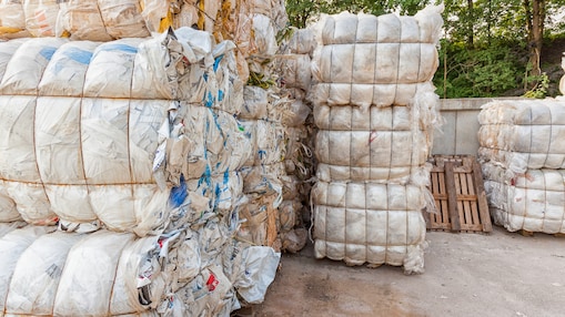 Plastic rubbish, recycling yard