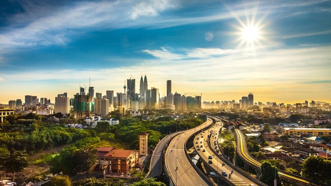 Sunrise building and road