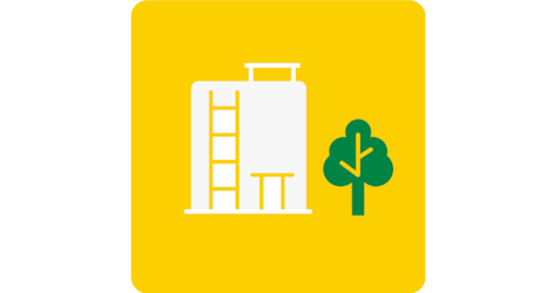 an icon with a storage tank next to a tree