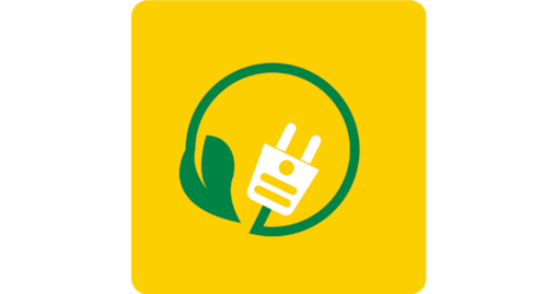 an icon with a leaf and stem turning into an electric plug