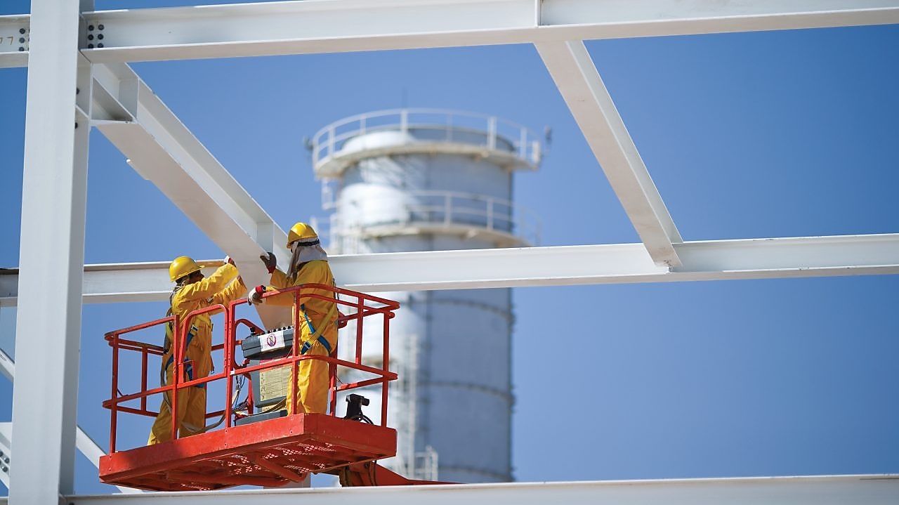 Workers working on site