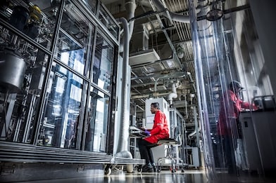 Shell Employee Operating Laptop