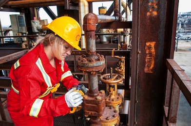 Onsite engineer completing gasification technology maintenance