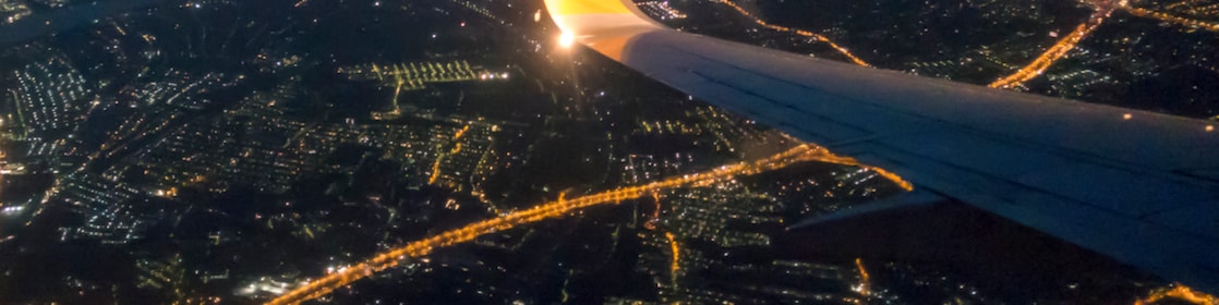 City aerial view from a plane