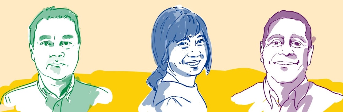 3 figures graphic portrait