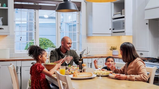 A family having a lunch together
