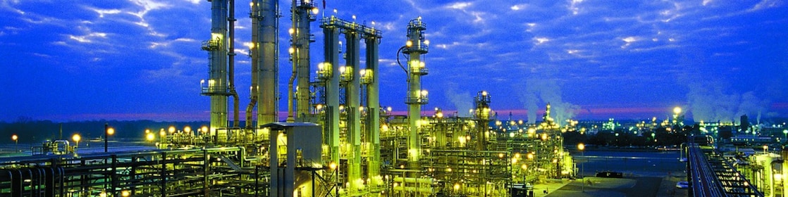 A Shell Chemicals plant at night