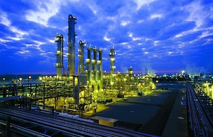A Shell Chemicals plant at night