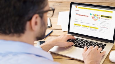 Customer visiting Shell Chemicals Customer portal on laptop