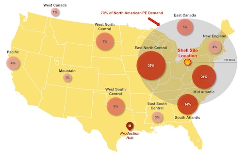 Pennsylvania Petrochemicals Complex site location & polyethylene supply and demand