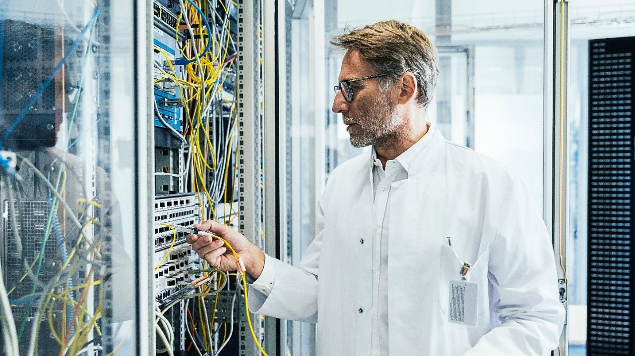 Engineer in data center