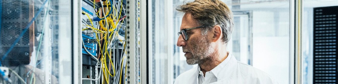 Engineer in data center
