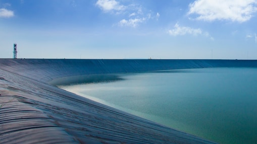 Big giant membrane reservior on top of the hill