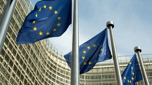 European Union Flags flutter