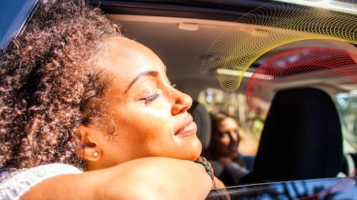 Woman with window open