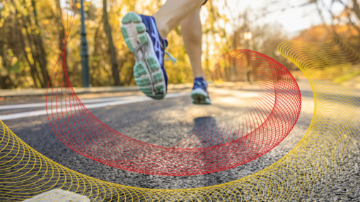 person in running shoes running
