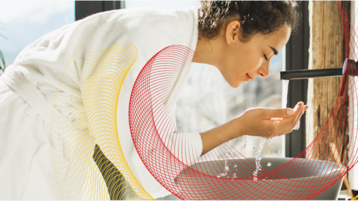 Woman washing her face
