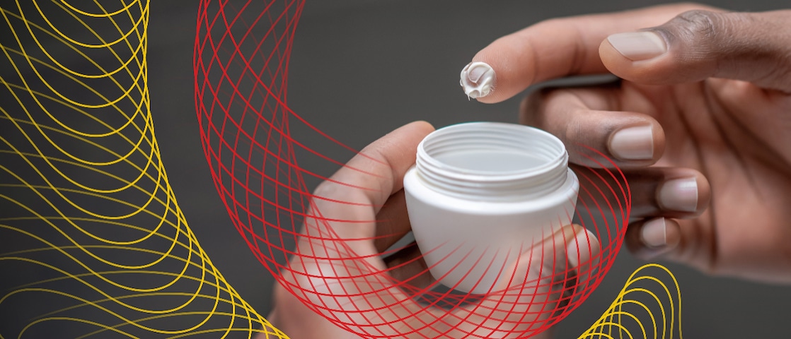 Hand with skin care cream