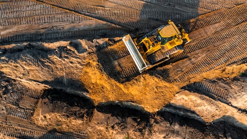 Bulldozer moving earth