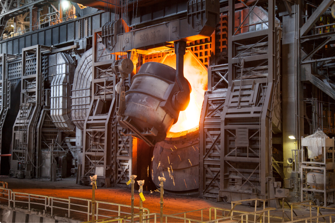 Steel being poured into furnace