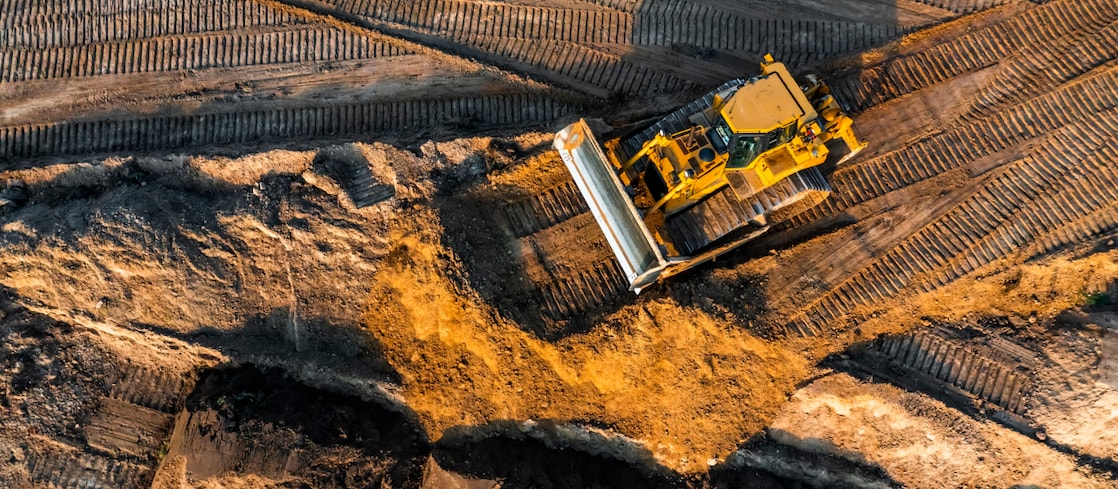 Bulldozer moving earth