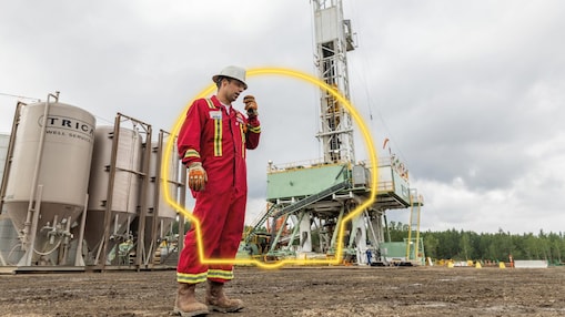 A Shell Chemicals plant site with a man standing 