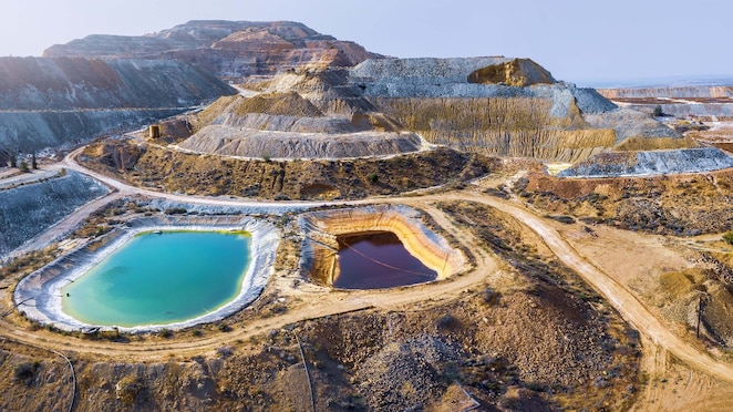 Aerial view of a mining pool