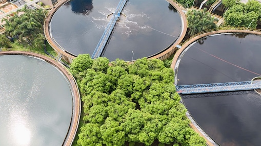 Aerial view of a water treatment facility