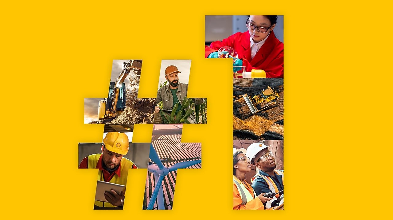 Yellow background with #1 overlaid with multisector images underneath