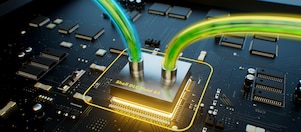 Direct Liquid Cooling Fluid in green tubes