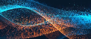 Abstract particle landscape on a dark background